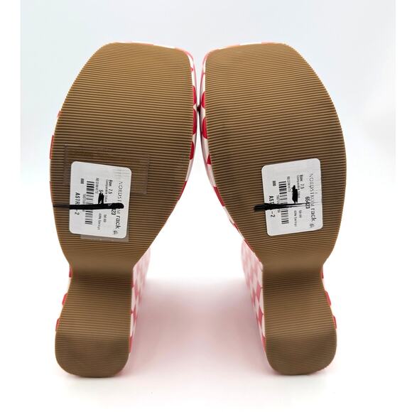 Chase & Chloe Astra Platform Wedge Sandal Women's Red/White Size US7.5 EU38 - Picture 8 of 12